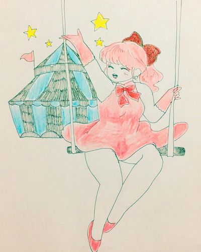 昨日、生まれて初めてサーカスを観てとても楽しかったので寝る前に描いた絵です。へいわ〜