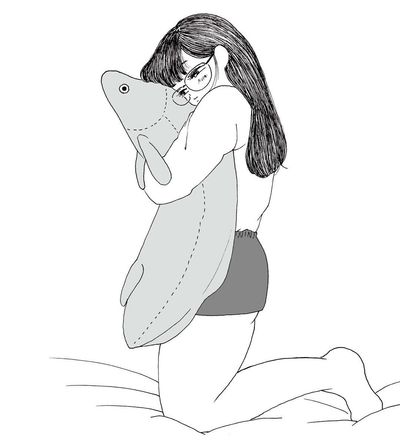 らくがき。古代魚を抱いて眠りたい
