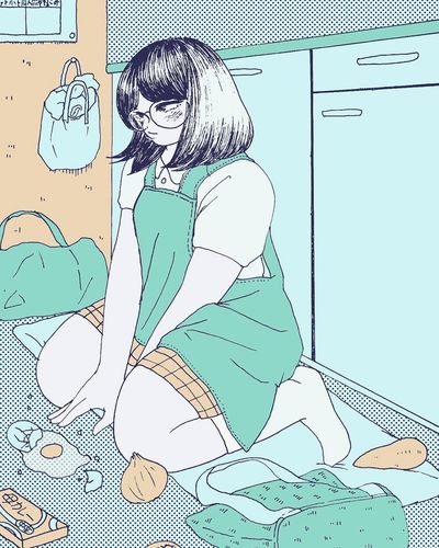 昨日寝ながら描いたやつに色つけた🍛